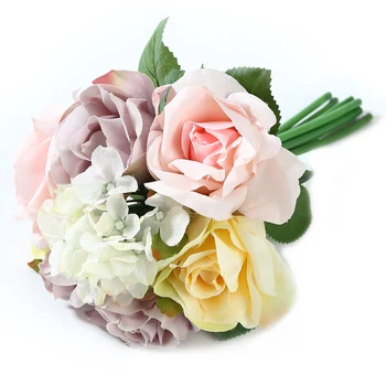 1 Buquê de Rosas de Seda Artificial de Flores para Mesa de Festa de Casamento Festival de Casa, Decoração, Arranjos de Flores 11