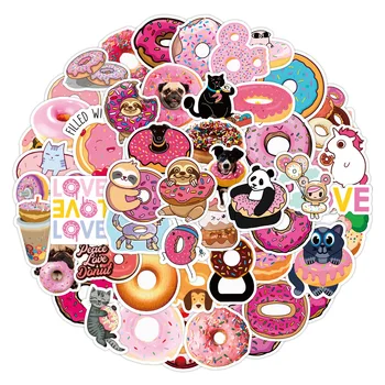 10/50PCS Bonito cor-de-Rosa Donuts Animais dos desenhos animados de Adesivos Estética Laptop Telefone Guitarra Garrafa Menina Graffiti Adesivo Decalque Garoto de Brinquedo