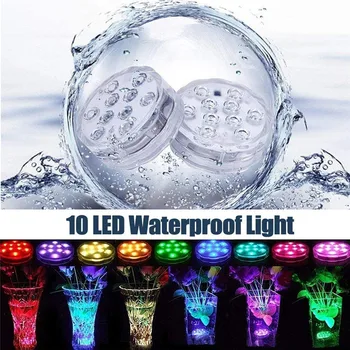 10 leds RGB LED Submersível Luzes Subaquáticas com Ferro IP68 Impermeável Vaso Lâmpada de Operação da Bateria Piscina Luzes da Noite 1