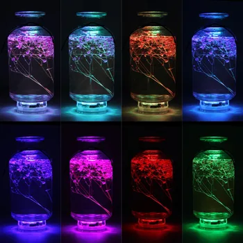 10 leds RGB LED Submersível Luzes Subaquáticas com Ferro IP68 Impermeável Vaso Lâmpada de Operação da Bateria Piscina Luzes da Noite 5