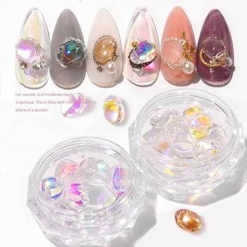 10 pcs/caixa de Brilhantes Pedras de Cristal 3D Nail Art Decoração de Jóias DIY Fashion Ornamentos Manicure Design de Acessórios 0