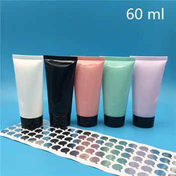 100 pcs Frete Grátis 60 ml Azul rosa Roxo Vazio Tubo de Plástico de Garrafas Reutilizáveis Esvaziar Recipientes de Cosméticos embalagens tampa Preta 0