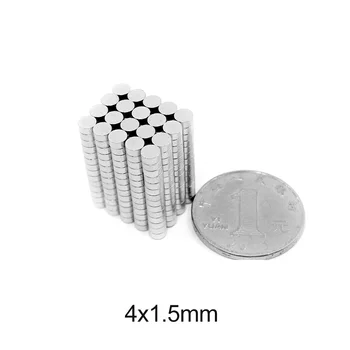 100~2000pcs 4x1.5 mm de espessura de Neodímio Forte Ímã Redondo Pequeno Ímã Permanente 4x1.5mm Magnéticos Poderosos Ímãs Disco 4*1,5 mm