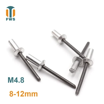 10PCS M4.8 8-12mm DIN EN ISO 15973 GB /T 12615.1 de Alumínio de Aço Fechado Cego Rebites Com Quebra de Puxar Mandril Salientes Cabeça