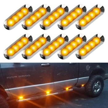 10X LED Âmbar Caminhão de Reboque Luzes de presença Laterais 4LED Folga RV Campista 12V-24V 0