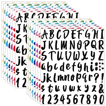 14 Folhas De Vinil Letras De Números Kit De Adesivo Auto-Carta Adesivos Impermeáveis Caixa De Correio Números De Etiqueta (Multicolorido)