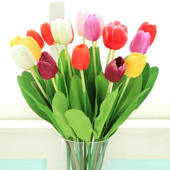 15pcs 64cm de alta e 30cm de alta artificiais, buquês de flores de tulipa bouquets de flores em cachos de flores para a decoração home 0