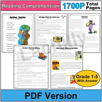 1700pages Compreensão de Leitura Grau 1-5 Livro Melhorar as Habilidades de inglês Prática para as crianças, materiais de aprendizagem 0