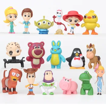 17Pcs Conjunto Disney Toy Story Figuras Woody, Buzz Lightyear, Jessie, Rex Boneca Bolo de Enfeite de Brinquedos para Crianças 0