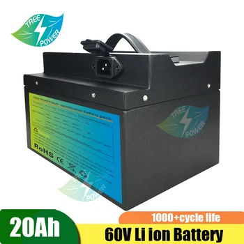 18650 baterias recarregáveis 60v 20Ah para motor de bicicleta e de carro li ion solar de armazenamento, bateria de lítio com carregador 4