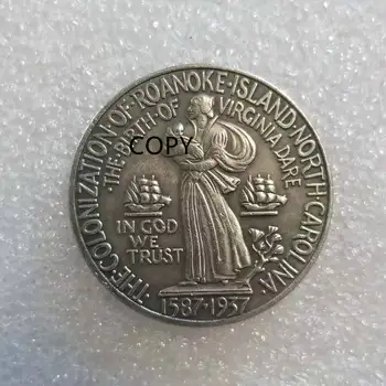 1937 Roanoke de Prata de Meio Dólar 50c Cópia de Réplica de Espécie, Moedas Comemorativas Medalha de Artesanato Colecionáveis 0