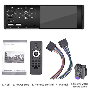 1Din auto-Rádio Estéreo MP5 Player Multimídia Suporte USB AUX FM BT Volante de Controle Remoto Com Câmera de ré