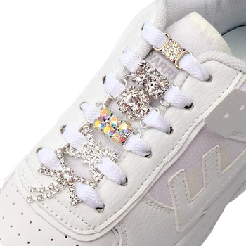 1Pair Diamante AF1 Sapato Decorações Cadarços Fivela de Metal Encantos de Luxo Strass Sapatos, Acessórios de Metal, Cordões de Bloqueio Sapatilha
