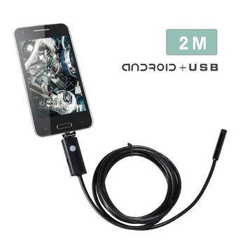 2 EM 1 5.5/7.0/8.0 mm 2/5/10M 2Million PC Android 6LED HD Endoscópio Boroscópio Inspeção USB à prova d'água IP67 Fio da Câmera Preto 4