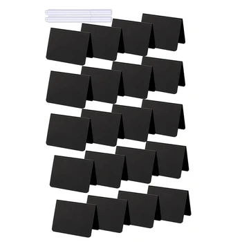 20 Peças Mini Sinais de Um quadro-Negro em Forma de quadro-Negro Tabelas de pequeno-Almoço Etiquetas de PVC Apagável quadro negro com Giz Branco Marcadores 0