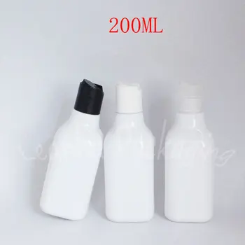 200ML Quadrado Branco Garrafa de Plástico do Disco da Tampa Superior , 200CC Shampoo / Loção de Embalagem Garrafa Vazia Cosmético 0