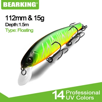 2018 quente Bearking ação perfeita 12different cores de iscas de pesca,112mm/15g, sp minnow 12 diferentes cores coloridas,frete grátis