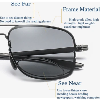 2019 Real Leesbril Bifocal Polarizada Leitura Óculos De Sol +0.75 +1 +1.5 +1.75 A +3.75 Ver De Perto E De Longe Retro-Piloto De Quadro Grande 1