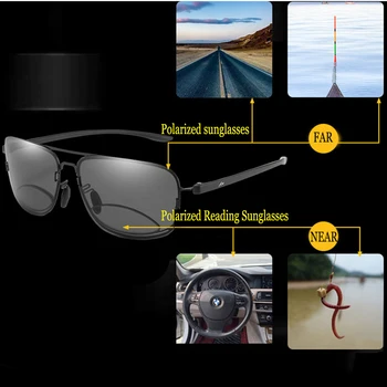2019 Real Leesbril Bifocal Polarizada Leitura Óculos De Sol +0.75 +1 +1.5 +1.75 A +3.75 Ver De Perto E De Longe Retro-Piloto De Quadro Grande 2
