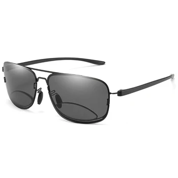 2019 Real Leesbril Bifocal Polarizada Leitura Óculos De Sol +0.75 +1 +1.5 +1.75 A +3.75 Ver De Perto E De Longe Retro-Piloto De Quadro Grande 3