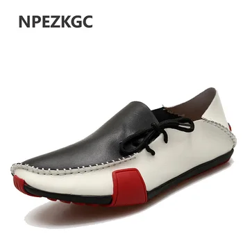 2020 Novas Couro Mens Sapatos de Moda Artesanal Sapatos Mocassins de Couro Macio Deslizar sobre os Homens do Barco Sapato TAMANHO 38~47 0