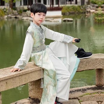 2021 Chinês Tradicional Traje De Roupas De Palco De Um Espetáculo De Dança Antiga Hanfu Criança Menino Vestido De Dança Folclórica