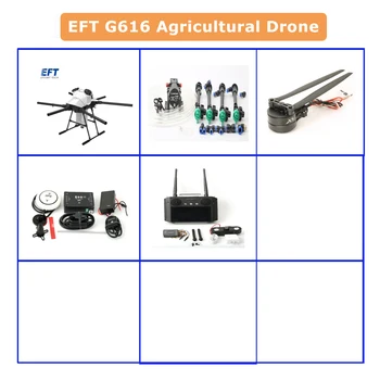 2021 NOVO EFT G616 de Seis Eixos 16L 16kg de Pulverização Agrícola Drone Bomba de Água sem Escovas Com Hobbywing X8 Sistema de Energia T12 H12 Kit