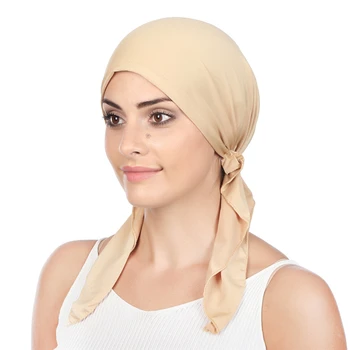 2021 Novo Muçulmano hijab caps para as mulheres de cor sólida árabe envolver a cabeça lenço de moda hijab underscarf caps turbante mujer