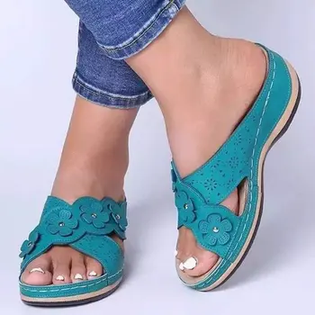 2021Women Sandálias Novas de Verão Casual Sapatos de Mulher Peep Toe Chinelos Fundo Macio de Cunhas de Sapatos Para as Mulheres Saltos Sandalias Mujer