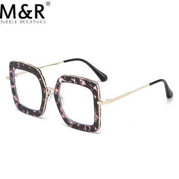 2022 Moda de Nova Pintura do Quadro Óptico Anti-Óculos azuis Mulheres do Vintage Quadrado Grande de Óculos Feminino de Óculos Oculos Feminino 2