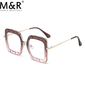 2022 Moda de Nova Pintura do Quadro Óptico Anti-Óculos azuis Mulheres do Vintage Quadrado Grande de Óculos Feminino de Óculos Oculos Feminino 3