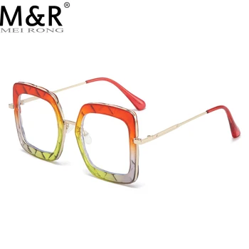 2022 Moda de Nova Pintura do Quadro Óptico Anti-Óculos azuis Mulheres do Vintage Quadrado Grande de Óculos Feminino de Óculos Oculos Feminino 5