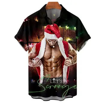 2022 Natal masculina de Manga Curta, Camisetas 3d Muscular Homem de Camisa de Impressão para Homens Sexy Cosplay Festa de Roupas de Streetwear Tops Blusa Nova 3