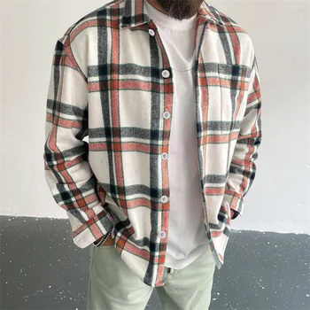 2022 nova primavera camisa xadrez homens casual Streetwear masculino camisas manga longa Marca de Moda de vestuário para homem
