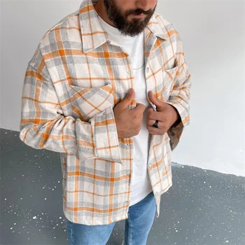 2022 nova primavera camisa xadrez homens casual Streetwear masculino camisas manga longa Marca de Moda de vestuário para homem 2