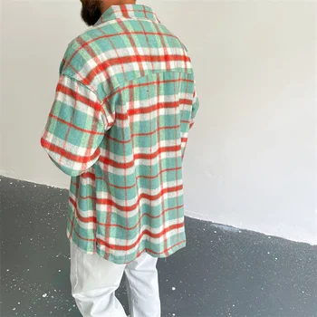 2022 nova primavera camisa xadrez homens casual Streetwear masculino camisas manga longa Marca de Moda de vestuário para homem 5