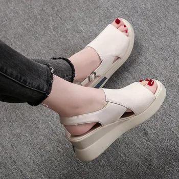 2022 Novo Concisa Plataforma Sapatos para as Mulheres a Moda Cunha Sandálias das Mulheres Pulseira de Fivela Casual Sandalias De Tacon Plataforma Sandálias