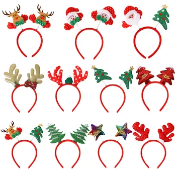 2022 Novo Desenho Animado Do Natal Vermelho Faixa De Cabelo Do Boneco De Neve, Papai Noel Chifres Cabeça De Merry Xmas Decoração Adultos, As Crianças Presentes Noel Brinquedos 0