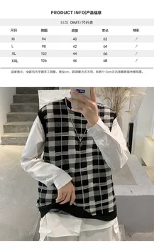 2022 primavera Hong Kong estilo camisola colete colete de tricô estilo unissex homens e mulheres com o mesmo estilo de casal 5