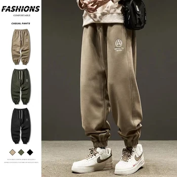 2023 de Inverno, os Homens Moletom Folgado Corredores de Moda Letra de Hip Hop e Streetwear Harém Calça de Algodão Solto e Casual Calças de Lã