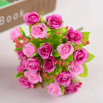 21 Chefes Buquê De Peônias Flores Artificiais, Decoração Acessórios Para Festa De Casamento De Seda Peônias Diy Artesanal Rosas Flores 0