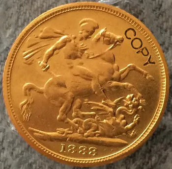 24-K banhado a Ouro de 1888 reino UNIDO moedas de cópia