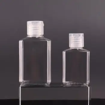 30ml 60ml Vazio garrafa PET de plástico transparente, a garrafa quadrada com tampa flip para a composição do fluido anti-séptico de mão LX2651