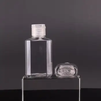 30ml 60ml Vazio garrafa PET de plástico transparente, a garrafa quadrada com tampa flip para a composição do fluido anti-séptico de mão LX2651 3