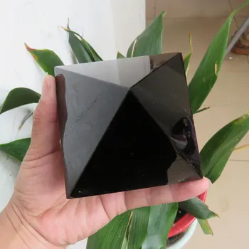378g 79*79*67mm AAA+ em Rocha Natural de Obsidiana Preta com Cristal de Quartzo Pirâmide de Reiki de Cura, Decoração do Fengshui