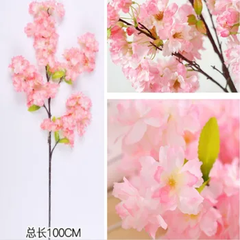 39Inch Falso Cerejeira em Flor Ramo Begônia Sakura Árvore de Tronco Para Eventos de Casamento Decoração da Árvore Artificial Decorativa Flor
