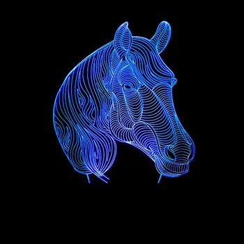 3D Novidade Luz da Noite De 7 de Cor Mudança de Visão Estéreo Atmosfera Candeeiro de Mesa em Acrílico Cavalo de Forma a Decoração Home