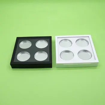 4 grelhas branco preto ps eye sombra/blush/creme de rosto caixa de plástico transparente com tampa flip F1009