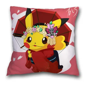 45x45cm Pokemon Pikachu Cartoon Abraço Fronha Casa Decoração do Carro Sofá de Almofadas Cintura Almofada Travesseiro Nap Animação Periférica