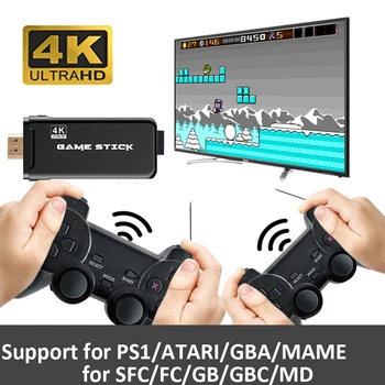 4K TV Retrô Consola de jogos de Vídeo Com 2.4 G sem Fio Duplo Controlador de 10000 Clássicos Jogos para PS1/GBA/CPS Família Console de Jogo de TV
